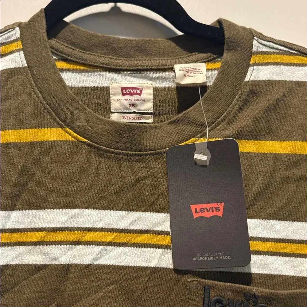 Levi's Men's Short Sleeve Striped Tee - Brown and Yellow